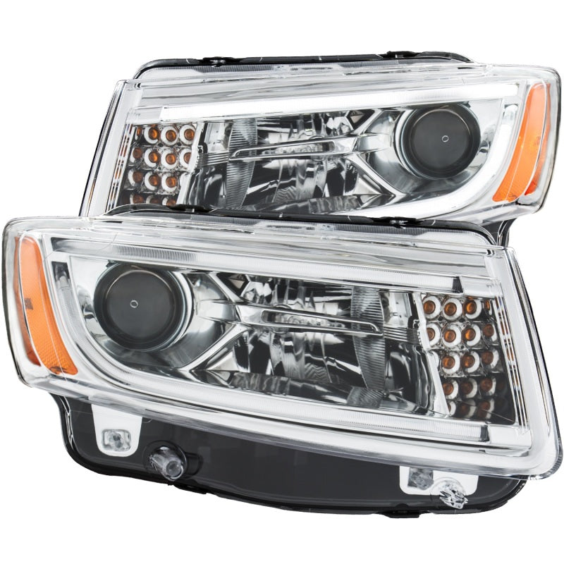 ANZO 2014-2015 Jeep Grand Cherokee Projector Headlights w/ Plank Style Design Chrome