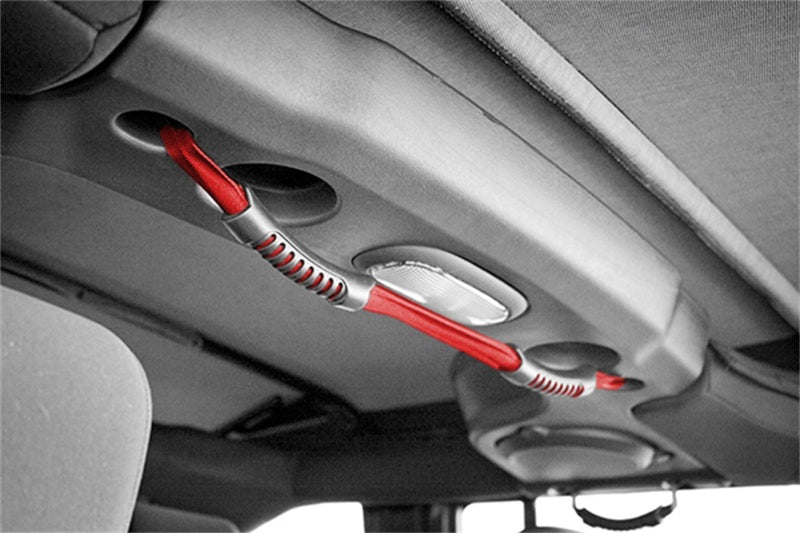 Rugged Ridge Rear Dual Grab Strap Red 07-18 Jeep Wrangler Unlimited JK