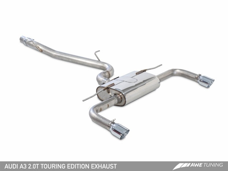 AWE Tuning Audi 8V A3 Touring Edition Exhaust - Dual Outlet Diamond Black 90 mm Tips