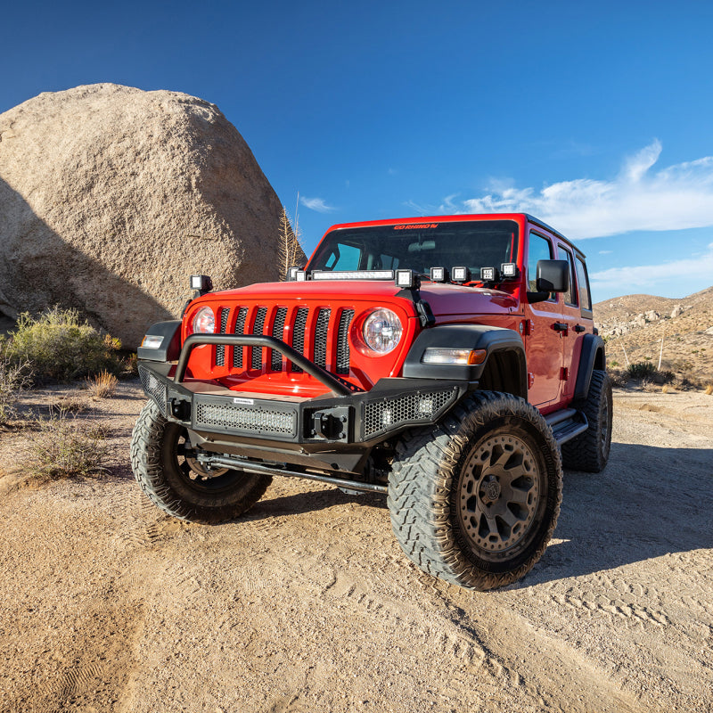 Go Rhino 07-20 Jeep Wrangler JL/JLU/JK/JKU/Gladiator JT Rockline Full Width Bumper w/ Overrider