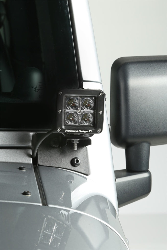 Rugged Ridge 07-18 Jeep Wrangler JK Textured Black Windshield Aux. Light Mounting Brackets