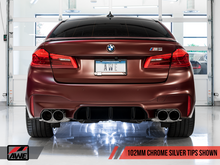 Load image into Gallery viewer, AWE Tuning 18-19 BMW M5 (F90) 4.4T AWD Axle-back Exhaust - Track Edition (Chrome Silver Tips)