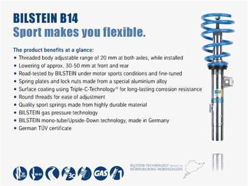 Bilstein B14 2008 Audi TT Quattro Base Front and Rear Suspension Kit