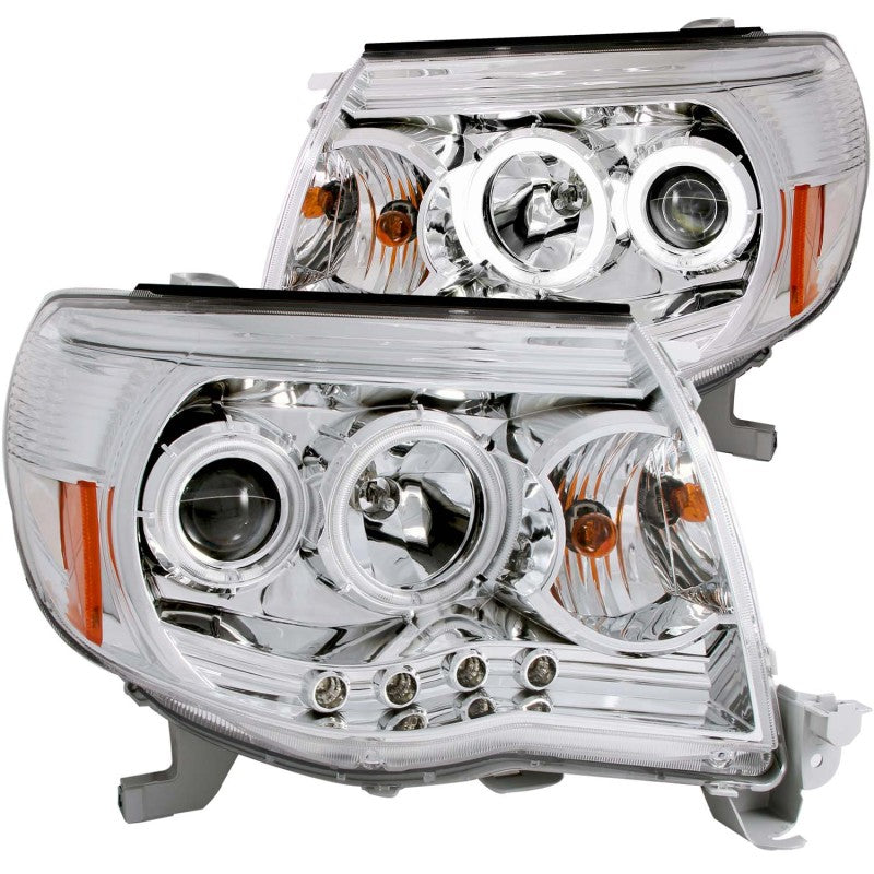 ANZO 2005-2011 Toyota Tacoma Projector Headlights w/ Halos Chrome