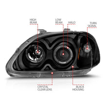 Load image into Gallery viewer, ANZO 1996-1998 Honda Civic Projector Headlights w/ Halo Black