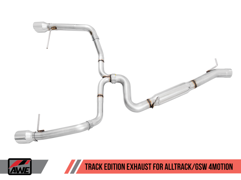 AWE Tuning VW MK7 Golf Alltrack/Sportwagen 4Motion Track Edition Exhaust - Polished Silver Tips