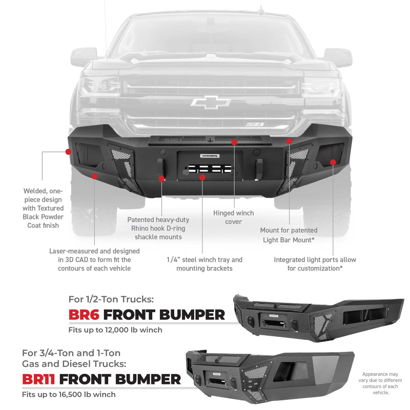 Go Rhino 19-22 Ram 1500 BR6 Front Bumper Replacement - Tex. Blk