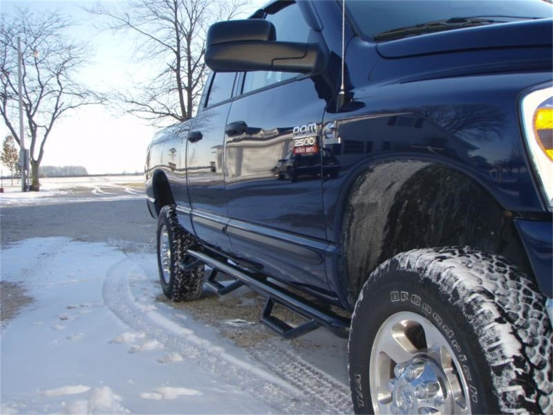 N-Fab Nerf Step 02-08 Dodge Ram 1500/2500/3500 Quad Cab 6.4ft Bed - Gloss Black - Bed Access - 3in