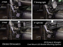 Load image into Gallery viewer, Diode Dynamics 18-21 Jeep JL Wrangler/Gladiator SS3 Cowl LED Bracket Kit - White Sport