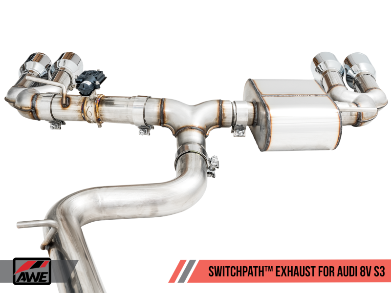 AWE Tuning Audi 8V S3 SwitchPath Exhaust w/Chrome Silver Tips 102mm