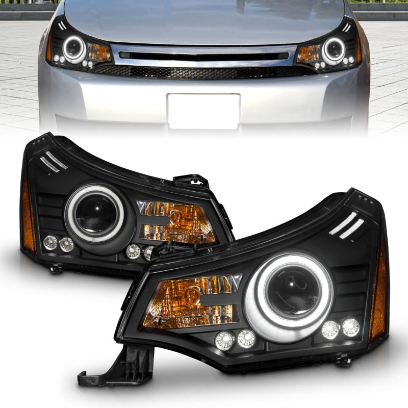 ANZO 2008-2011 Ford Focus Projector Headlights Black