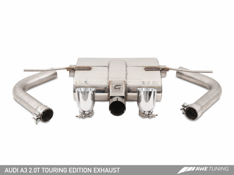 AWE Tuning Audi 8V A3 Touring Edition Exhaust - Dual Outlet Chrome Silver 90 mm Tips