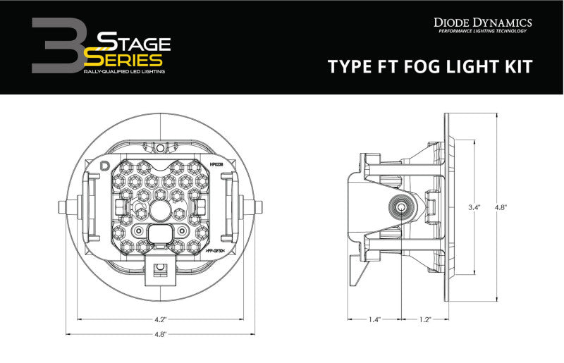 Diode Dynamics SS3 Pro Type FT Kit ABL - Yellow SAE Fog