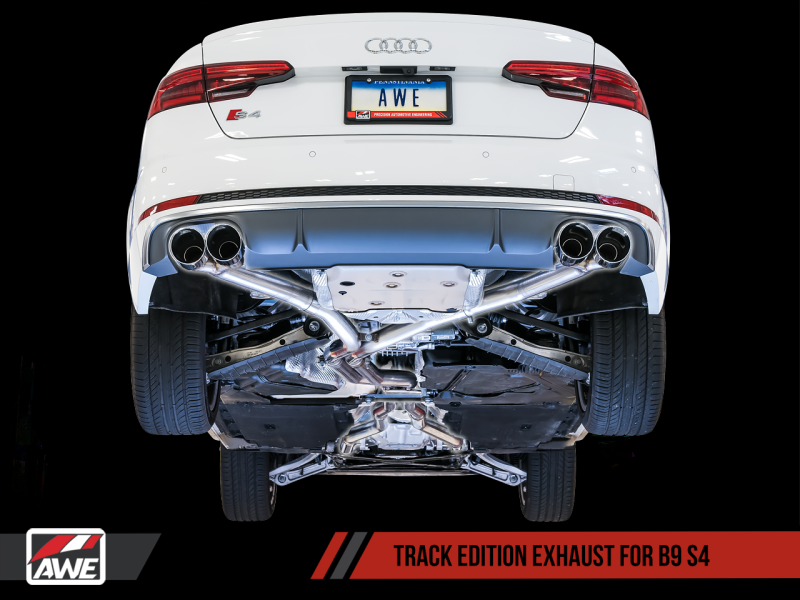 AWE Tuning Audi B9 S4 Track Edition Exhaust - Non-Resonated (Silver 102mm Tips)