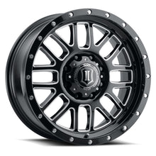 Load image into Gallery viewer, ICON Alpha 20x9 6x135 16mm Offset 5.625in BS Gloss Black Milled Spokes Wheel