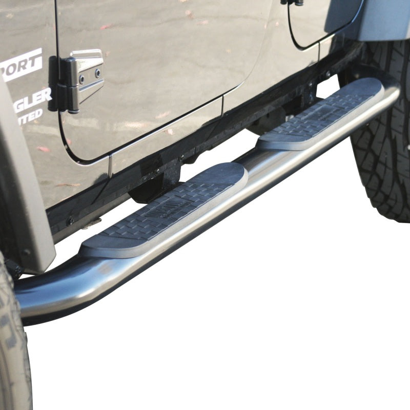 Westin 2007-2017 Jeep Wrangler Unlimited 4dr Platinum 4 Oval Nerf Step Bars - Black