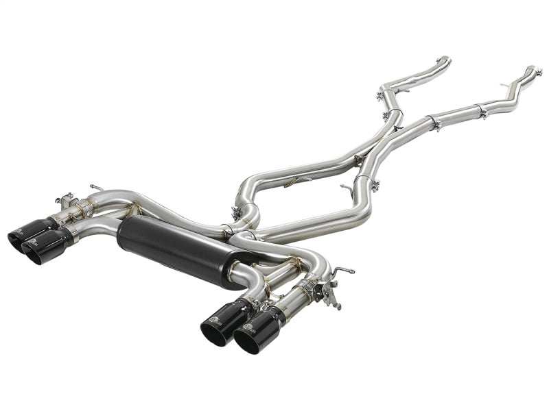 aFe MACH Force-Xp 3.5in. 304 SS C/B Exhaust System 15-18 BMW X5 M (F85) V8-4.4L (tt) - Black Tip