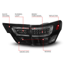 Load image into Gallery viewer, ANZO 11-13 Jeep Grand Cherokee LED Taillights w/ Lightbar Black Housing/Smoke Lens 4pcs