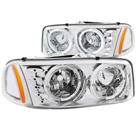 ANZO 1999-2006 GMC Sierra 1500 Crystal Headlights w/ Halo and LED Chrome