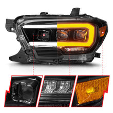 Load image into Gallery viewer, ANZO 16-22 Toyota Tacoma SR/SR5 ONLY Full LED Proj Headlights w/Light Bar Seq. Blk w/Initiation Lgt