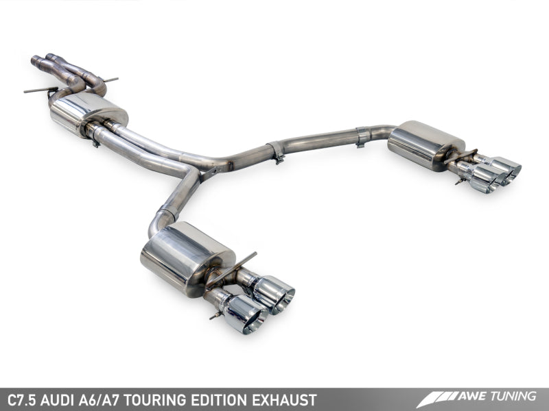 AWE Tuning Audi C7.5 A7 3.0T Touring Edition Exhaust - Quad Outlet Chrome Silver Tips