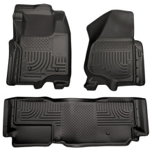 Load image into Gallery viewer, Husky Liners 11-12 Ford SD Super Cab WeatherBeater Combo Black Floor Liners (w/o Manual Trans Case)