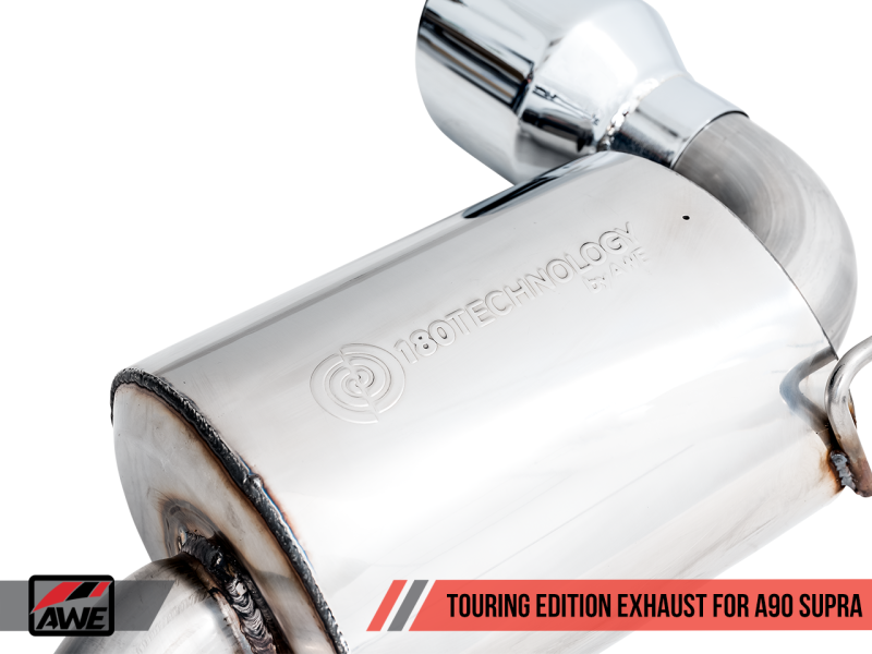 AWE 2020 Toyota Supra A90 Resonated Touring Edition Exhaust - 5in Chrome Silver Tips