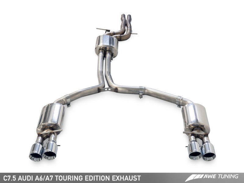 AWE Tuning Audi C7.5 A7 3.0T Touring Edition Exhaust - Quad Outlet Chrome Silver Tips