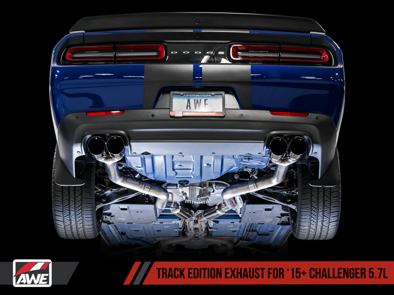 AWE Tuning 2017+ Dodge Challenger 5.7L Track Edition Exhaust - Diamond Black Quad Tips