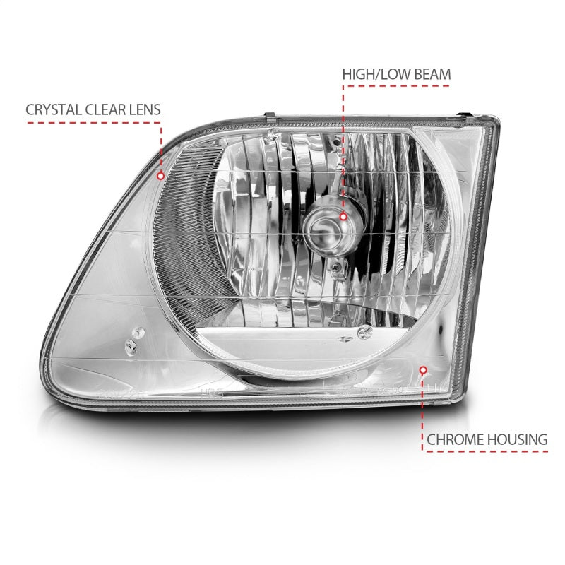 ANZO 1997-2003 Ford F-150 Crystal Headlights Chrome