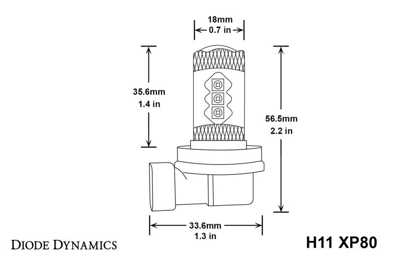 Diode Dynamics H11 XP80 LED - Cool - White (Pair)