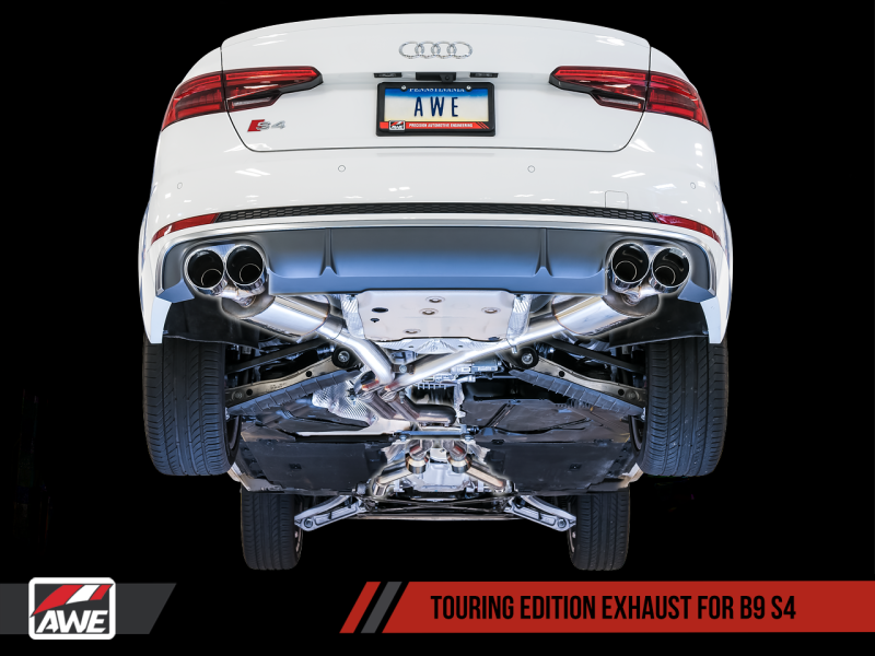 AWE Tuning Audi B9 S4 Touring Edition Exhaust - Non-Resonated (Black 102mm Tips)