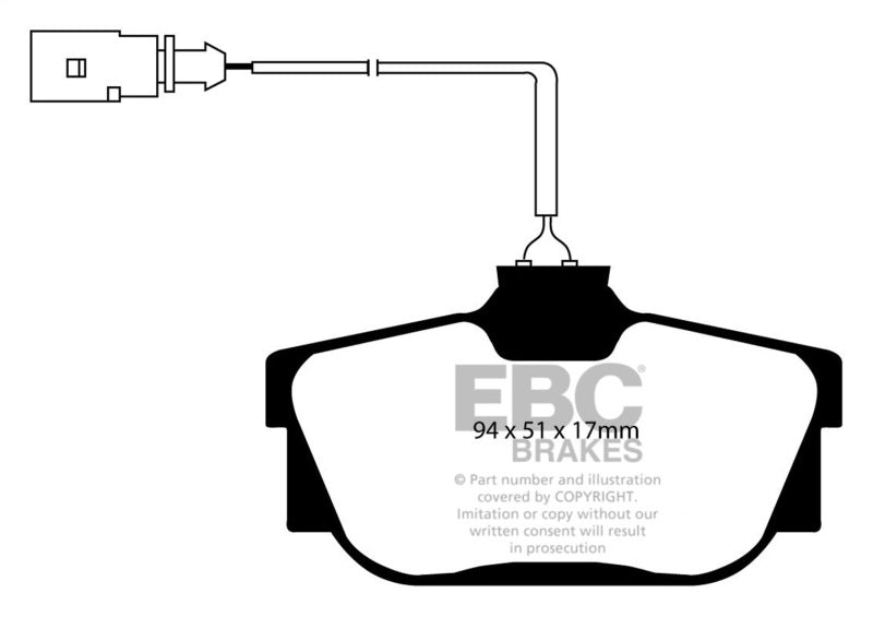 EBC 00 Volkswagen Eurovan 2.8 (ATE) with Wear Leads Greenstuff Rear Brake Pads