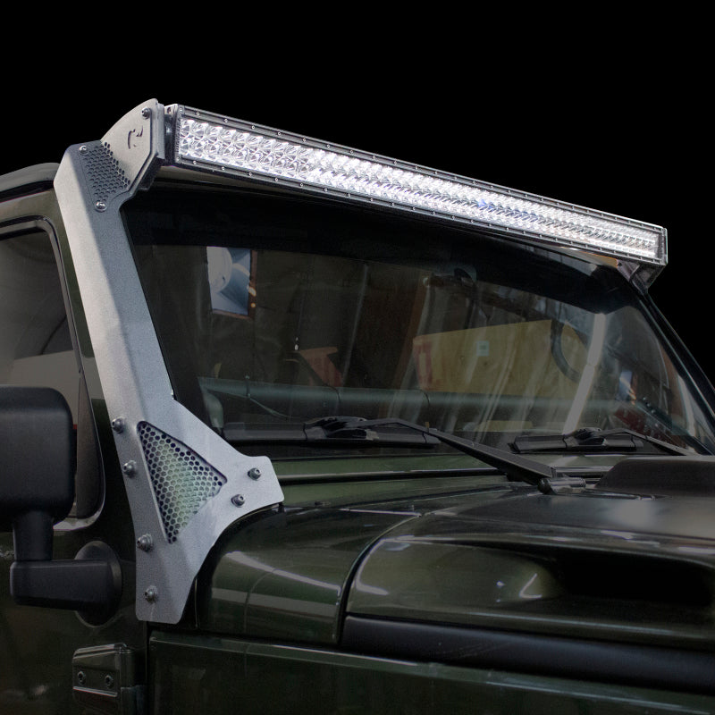 Go Rhino 07-18 Jeep Wrangler JK/JKU (Ex Mjve/392/4xe) Windshield Light Bar Mount Brkt - 50in Sgl Row