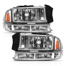 Load image into Gallery viewer, ANZO 1997-2004 Dodge Dakota Crystal Headlight Set Chrome Amber