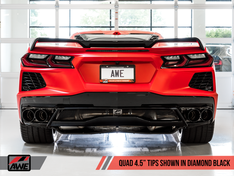 AWE Tuning 2020 Chevrolet Corvette (C8) Touring Edition Exhaust - Quad Diamond Black Tips