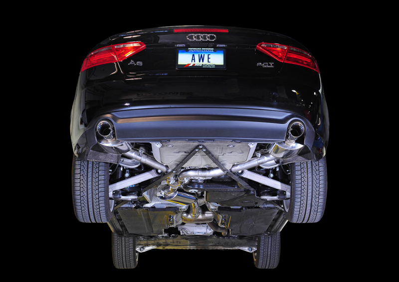 AWE Tuning Audi B8 A5 2.0T Touring Edition Exhaust - Dual Outlet Polished Silver Tips